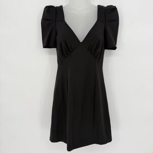 MP|C Minkpink Sz‎ S Black Mini Dress Sweetheart Neckline Puff Sleeves Cocktail